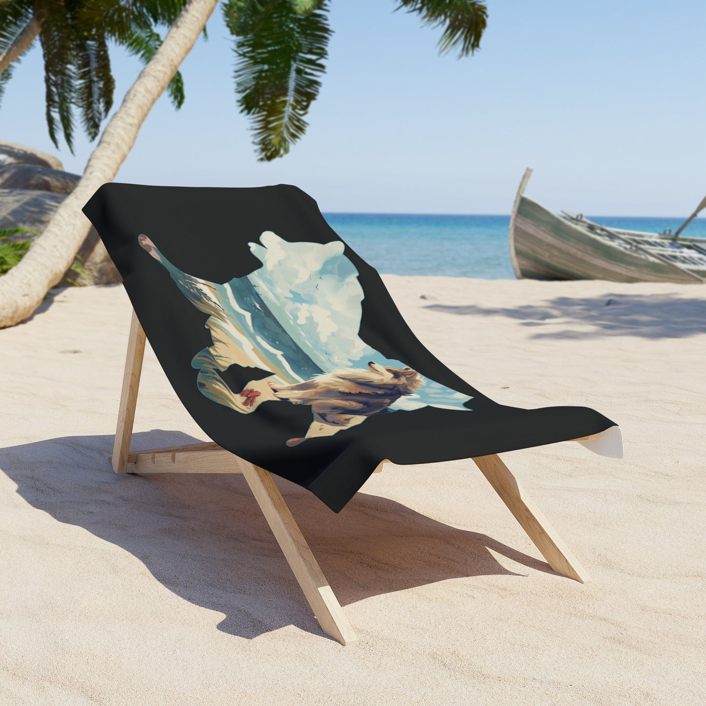 Finnish Lapphund Beach Towel - Beach Double Exposure