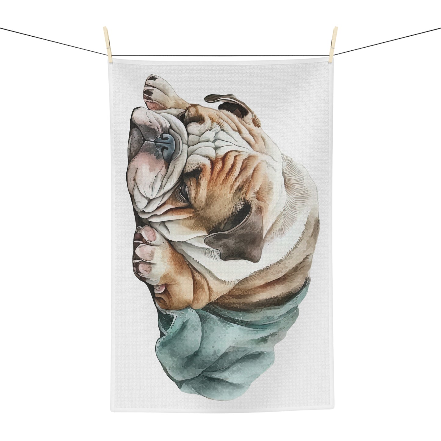 Sleepy English Bulldog Tea Towel