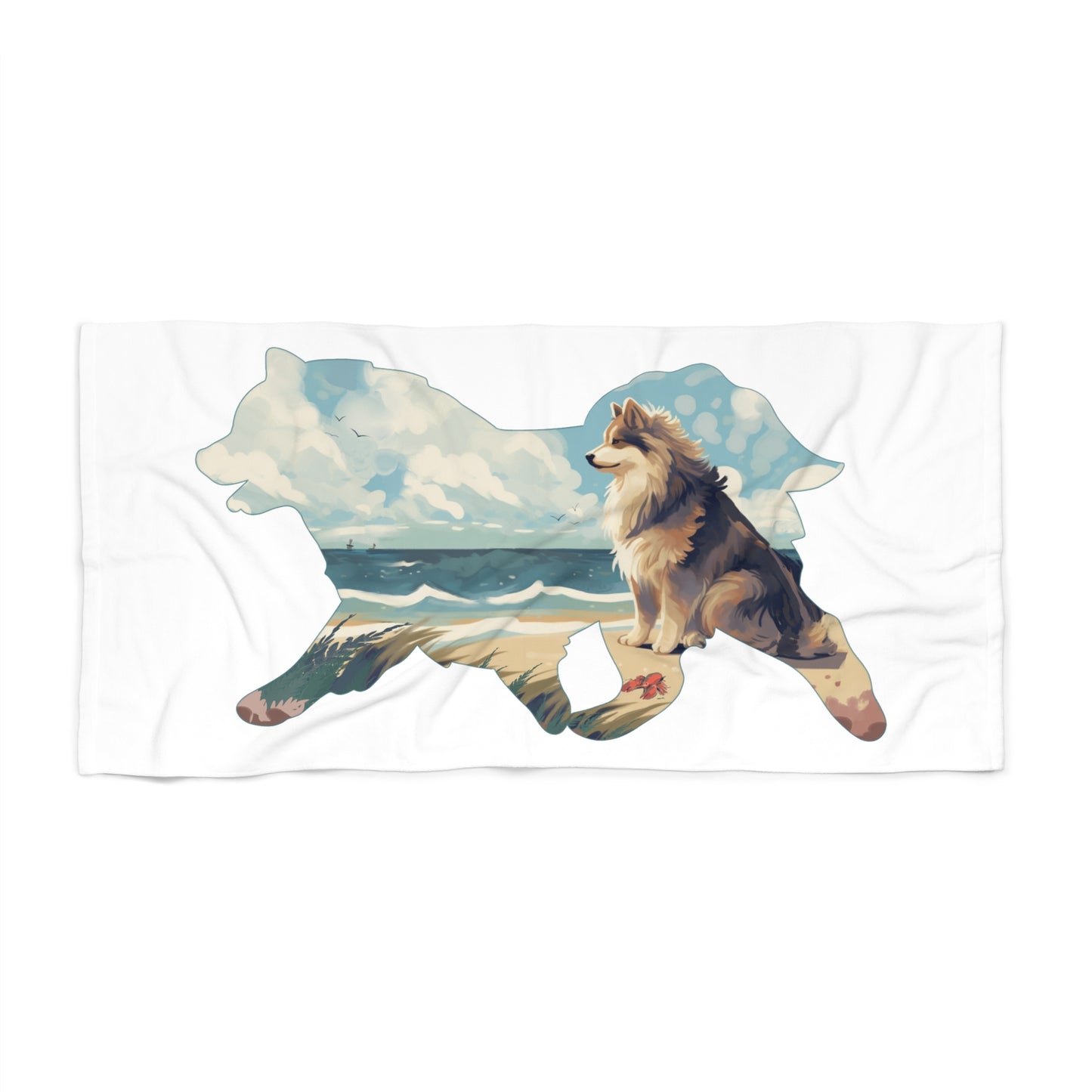 Finnish Lapphund Beach Towel - Beach Double Exposure