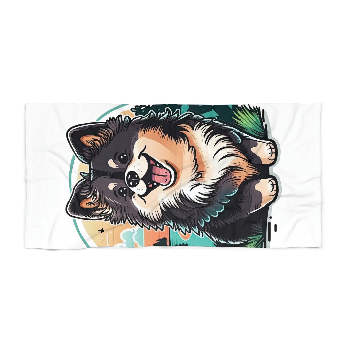 Finnish Lapphund - Cartoon #3 - Beach Towel