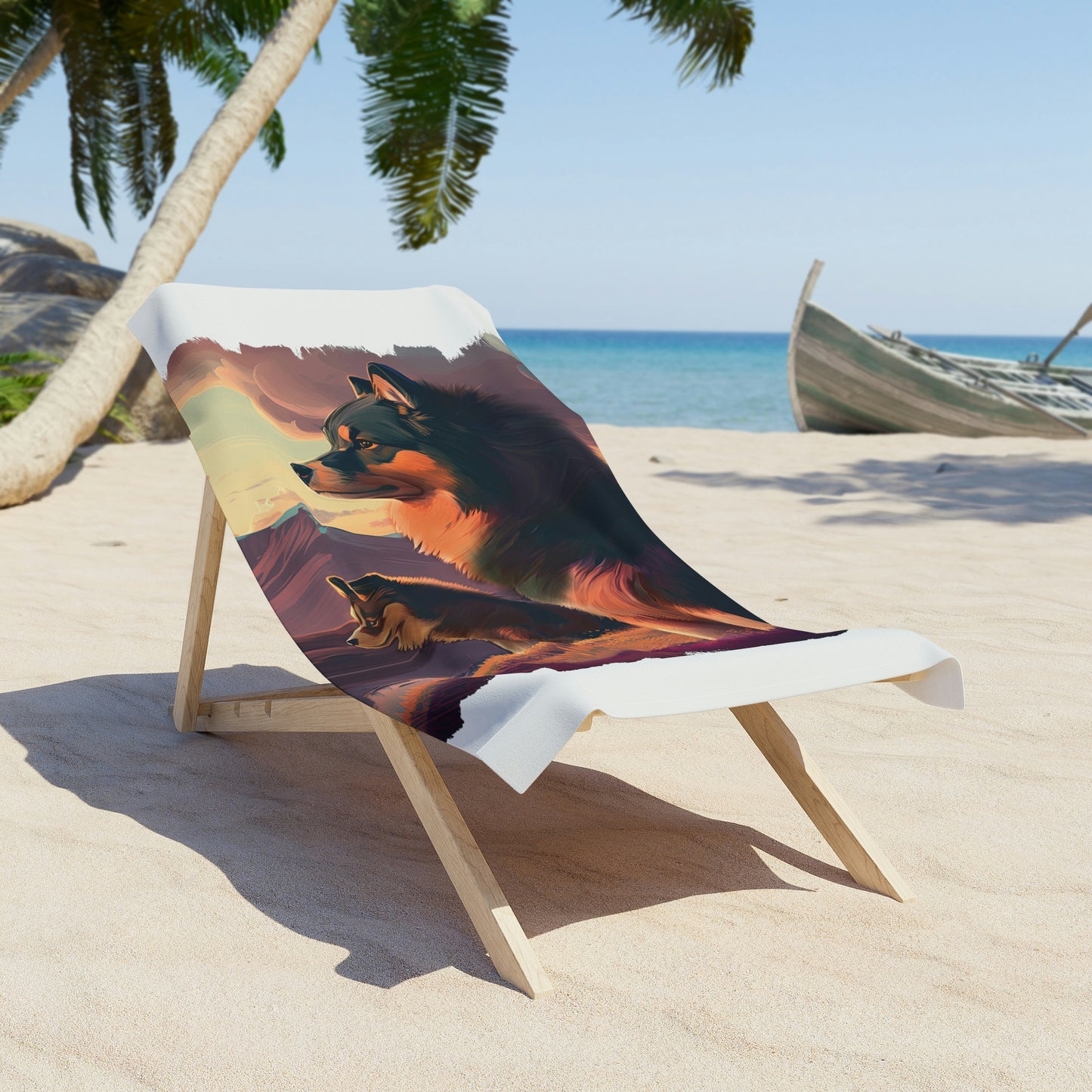 Finnish Lapphund - Field #1 - Beach Towel