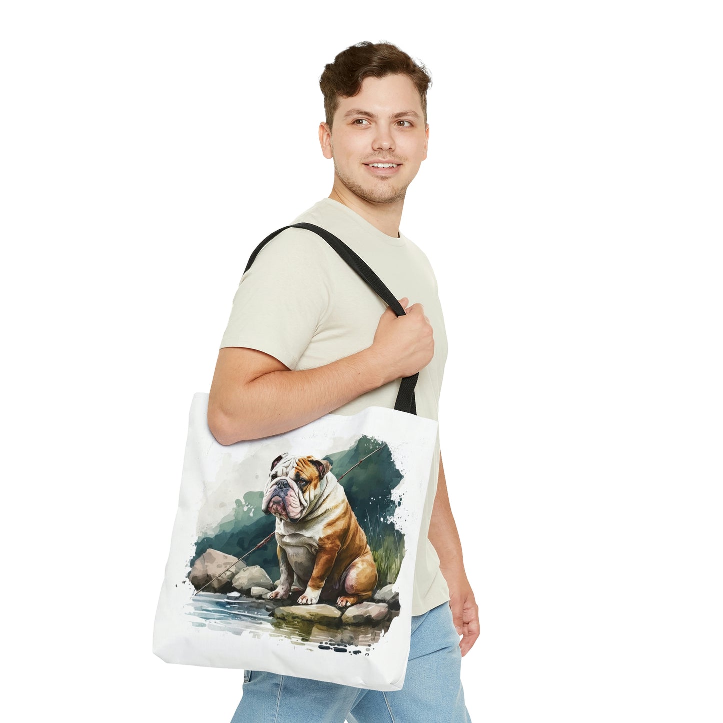 English Bulldog (Fishing) Tote Bag