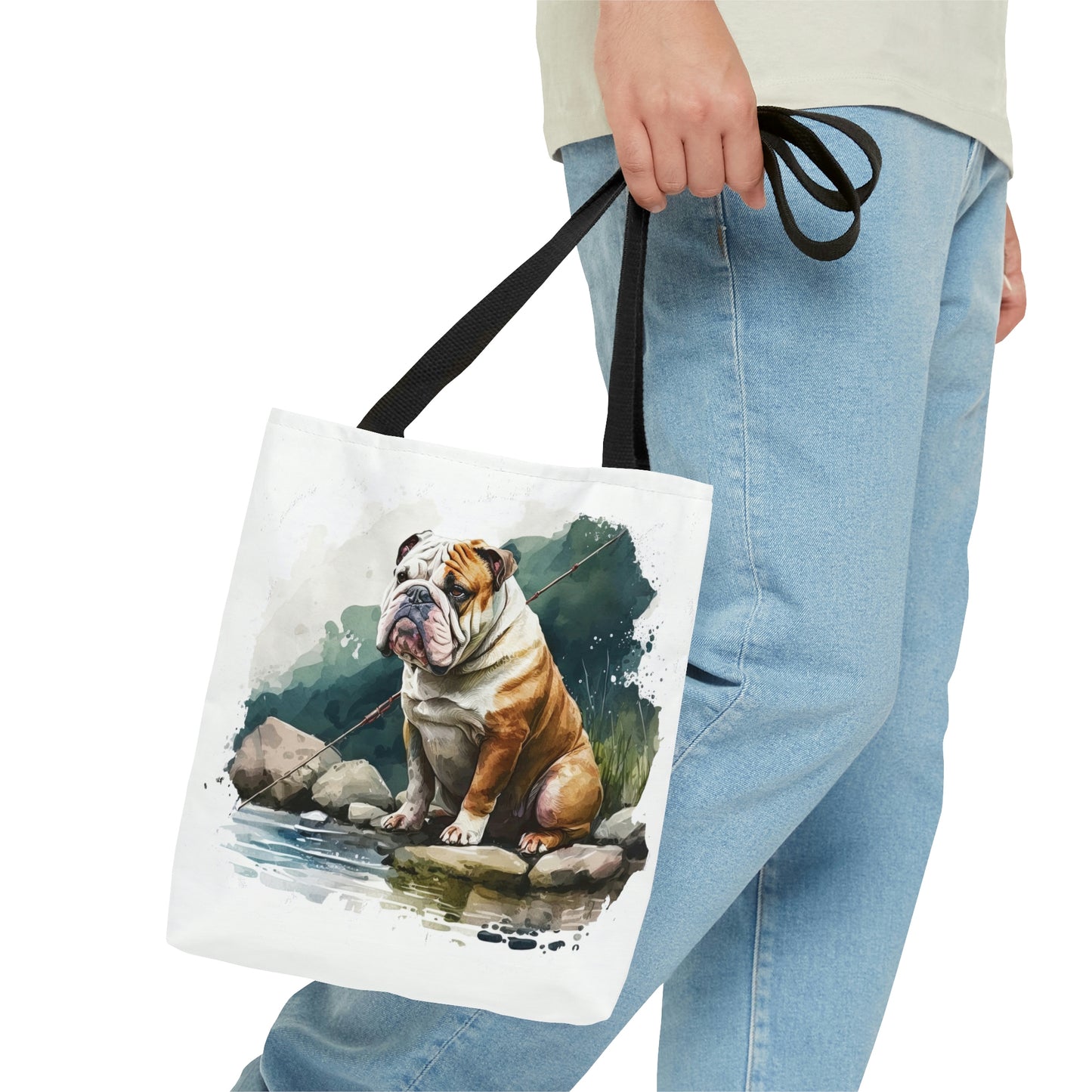English Bulldog (Fishing) Tote Bag