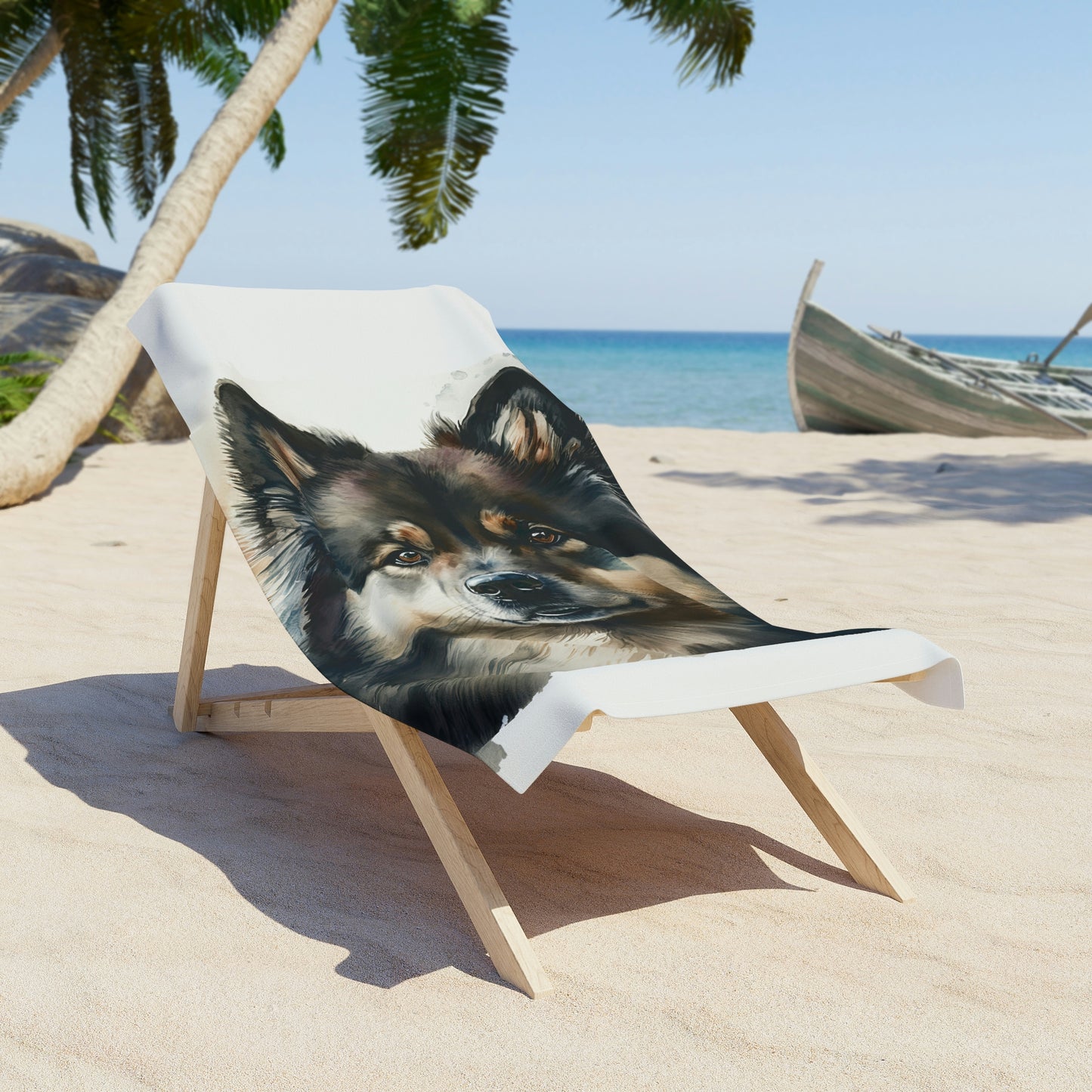 Finnish Lapphund - Portrait #1 - Beach Towel