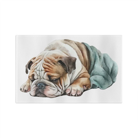 Sleepy English Bulldog Tea Towel