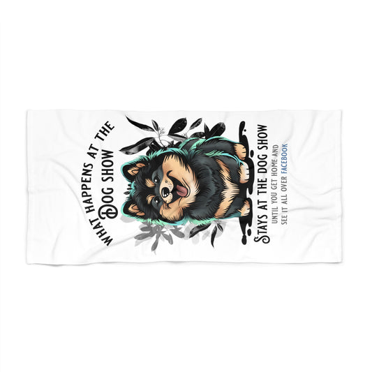Finnish Lapphund - Stays at the Dog Show - Beach Towel
