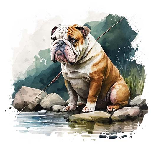 English Bulldog Fishing Design