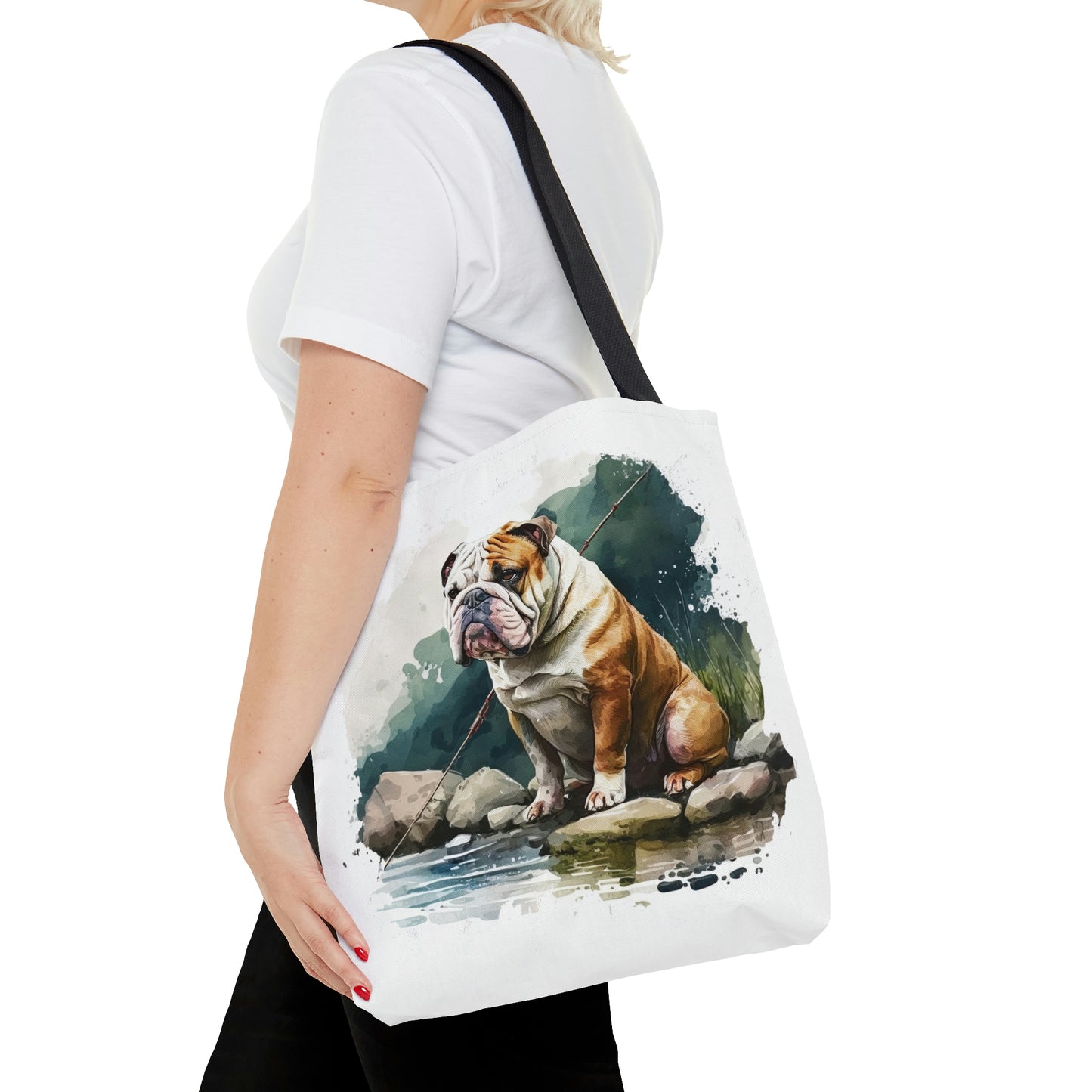 English Bulldog (Fishing) Tote Bag