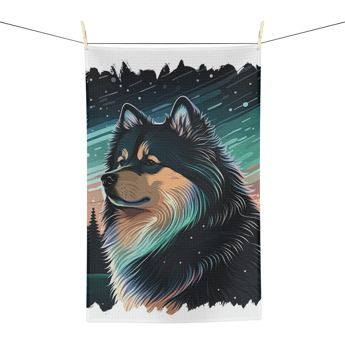 Finnish Lapphund - Stars #3 - Kitchen Towel