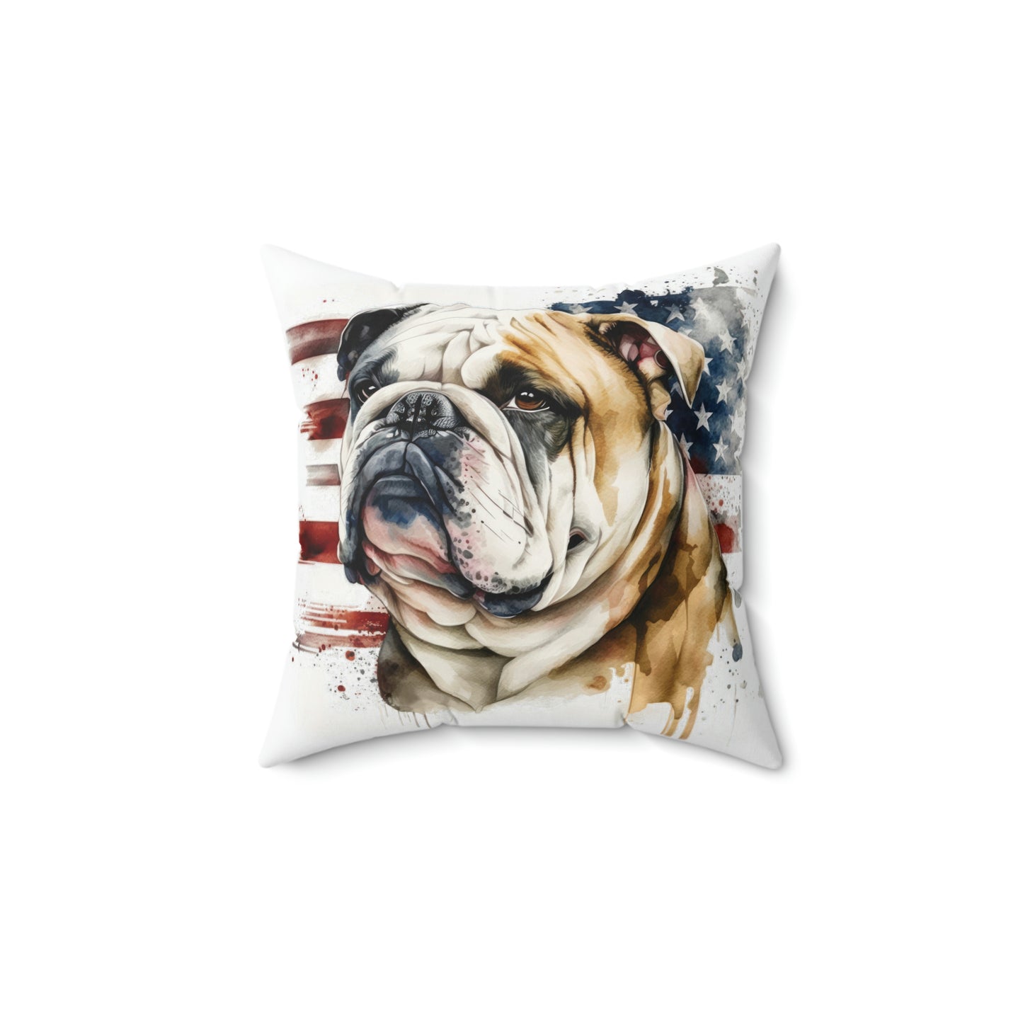 English Bulldog (Patriotic) Square Pillow