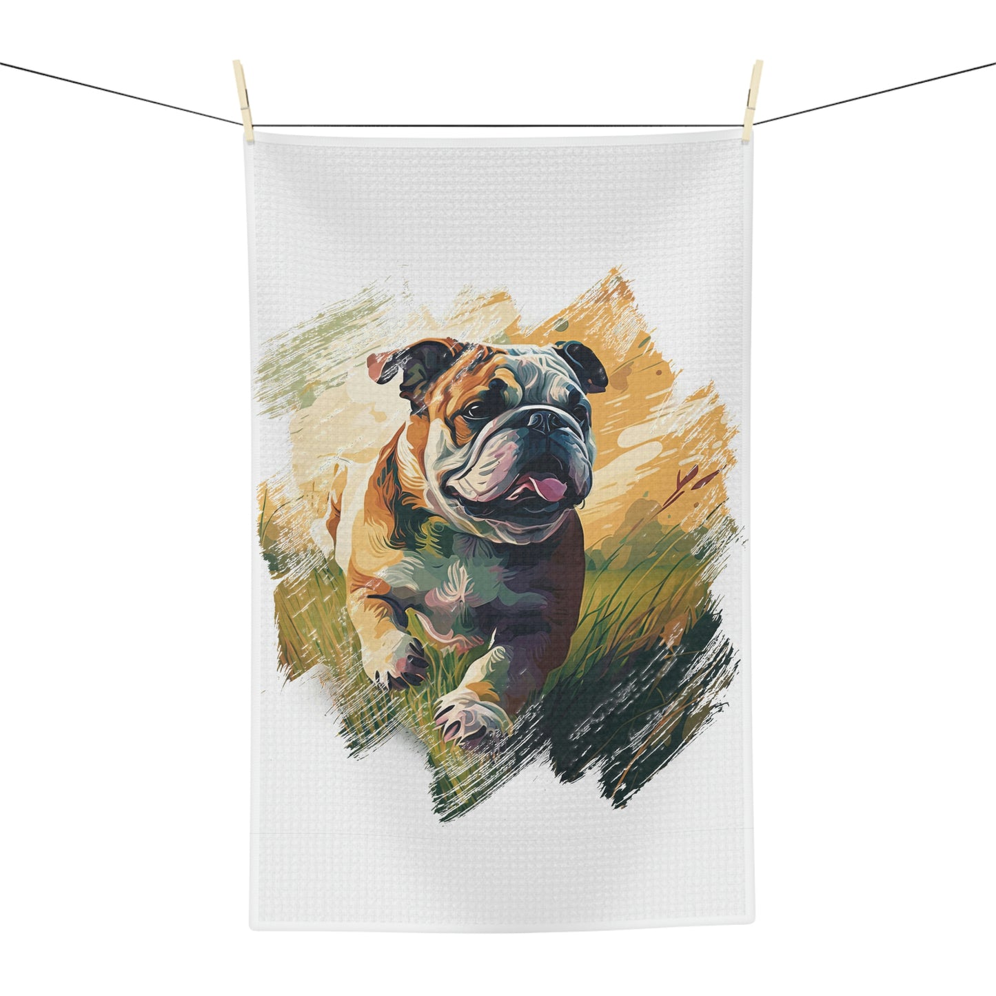 English Bulldog (Running) Soft Tea Towel