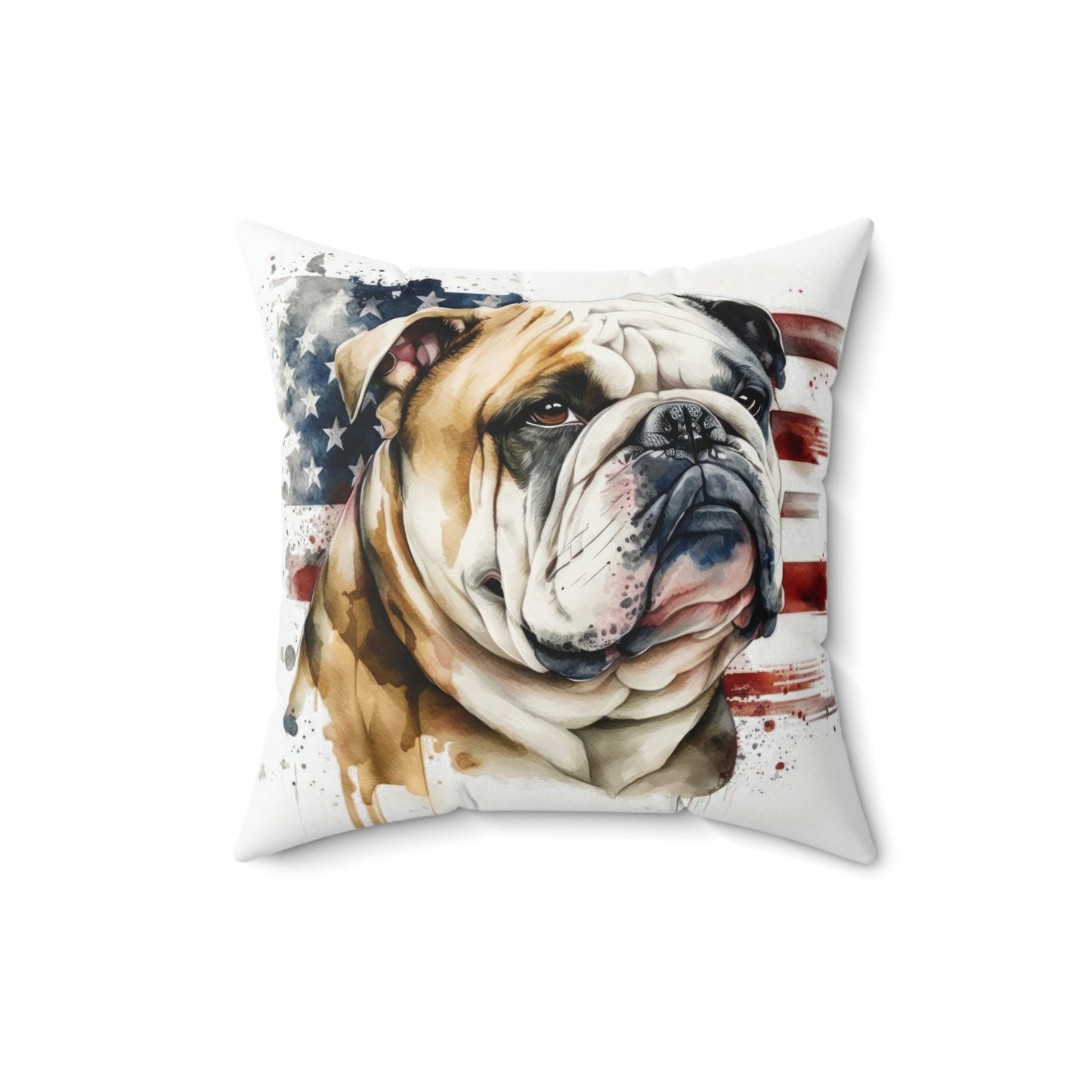 English Bulldog (Patriotic) Square Pillow