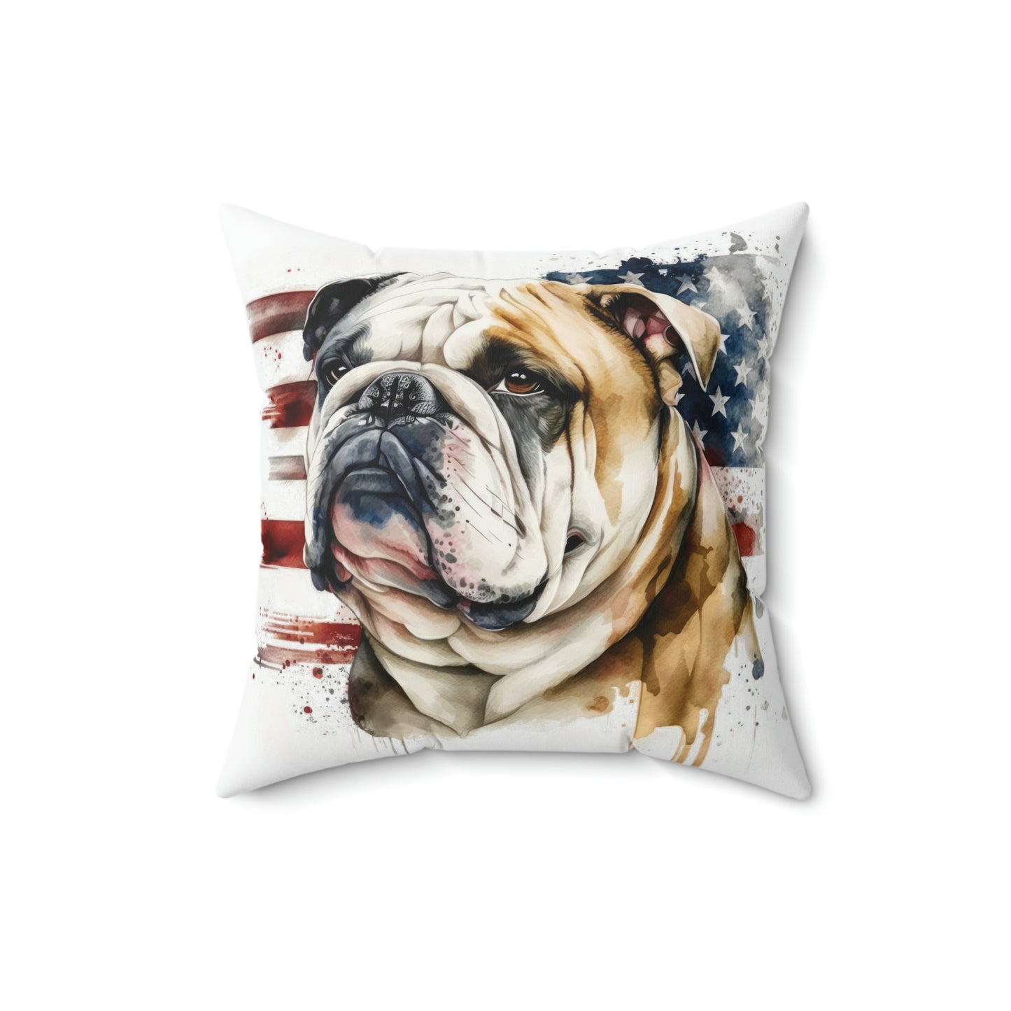 English Bulldog (Patriotic) Square Pillow