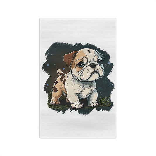 English Bulldog (Cartoon) Soft Tea Towel