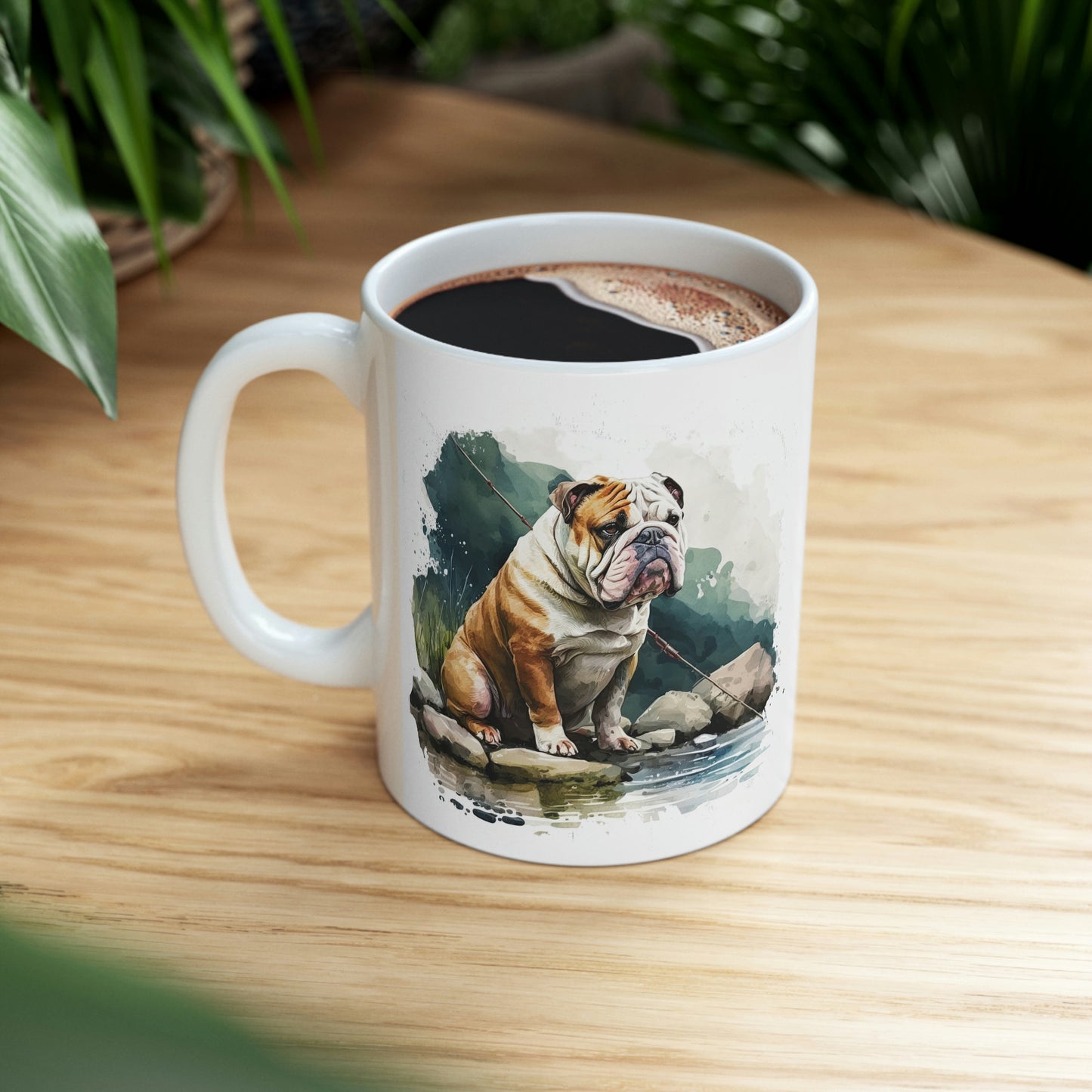 English Bulldog (Fishing) Ceramic Mug