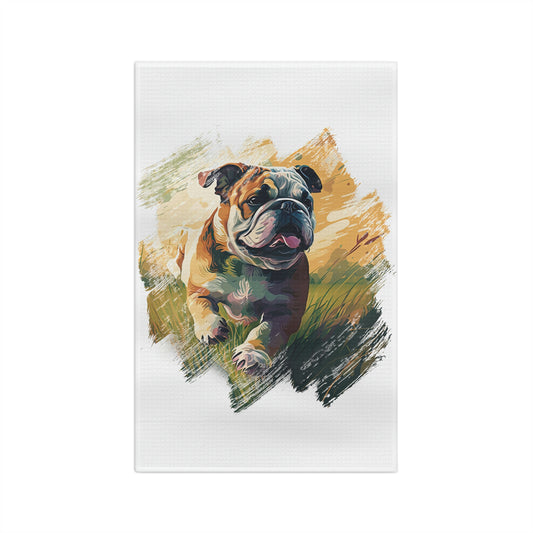 English Bulldog (Running) Soft Tea Towel