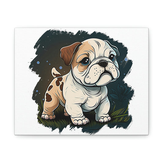 English Bulldog (Cartoon) Canvas Gallery Wrap