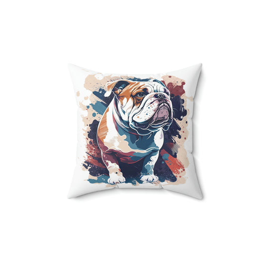 English Bulldog (Splatter) Square Pillow