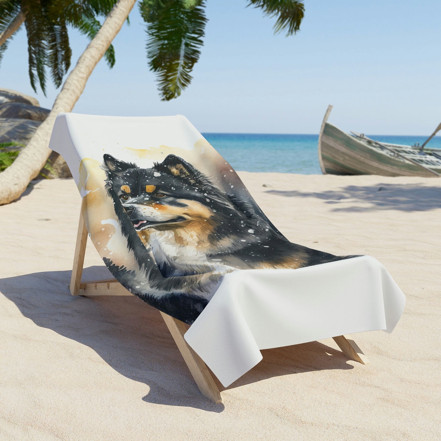 Finnish Lapphund - Snowy #3 - Beach Towel