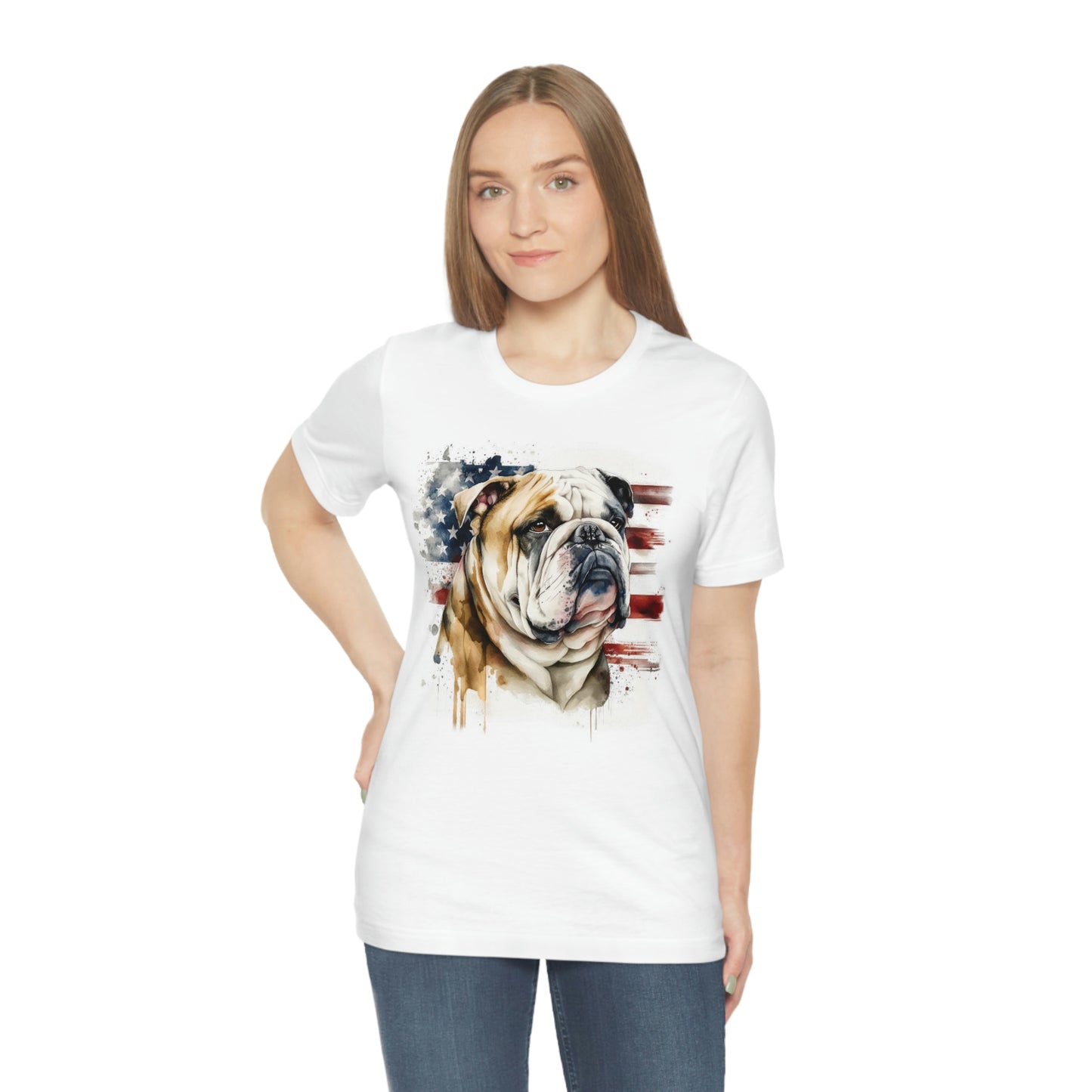 English Bulldog (Patriotic) Unisex Short Sleeve Tee