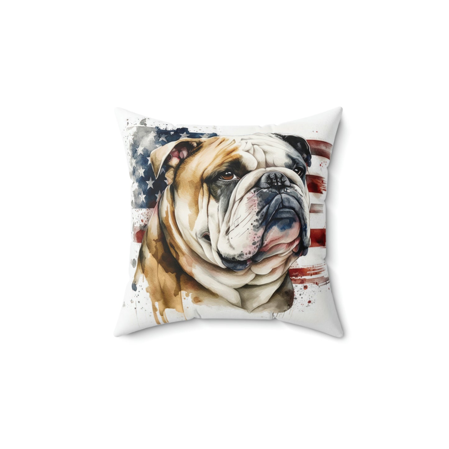 English Bulldog (Patriotic) Square Pillow