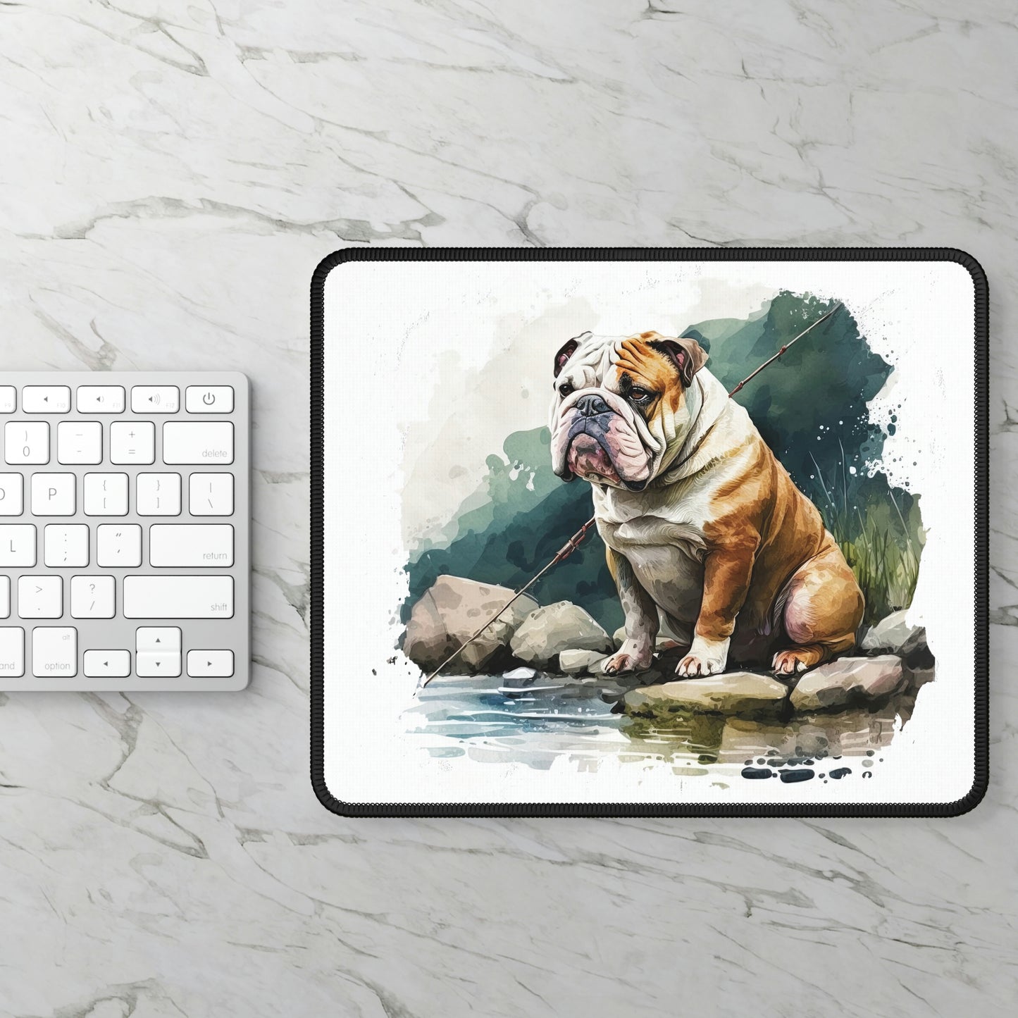 English Bulldog (Fishing) Mouse Pad