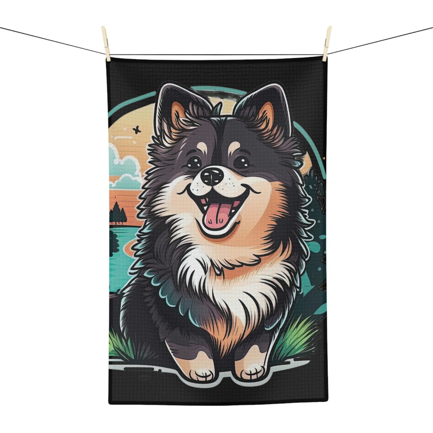 Finnish Lapphund - Cartoon #3 - Kitchen Towel