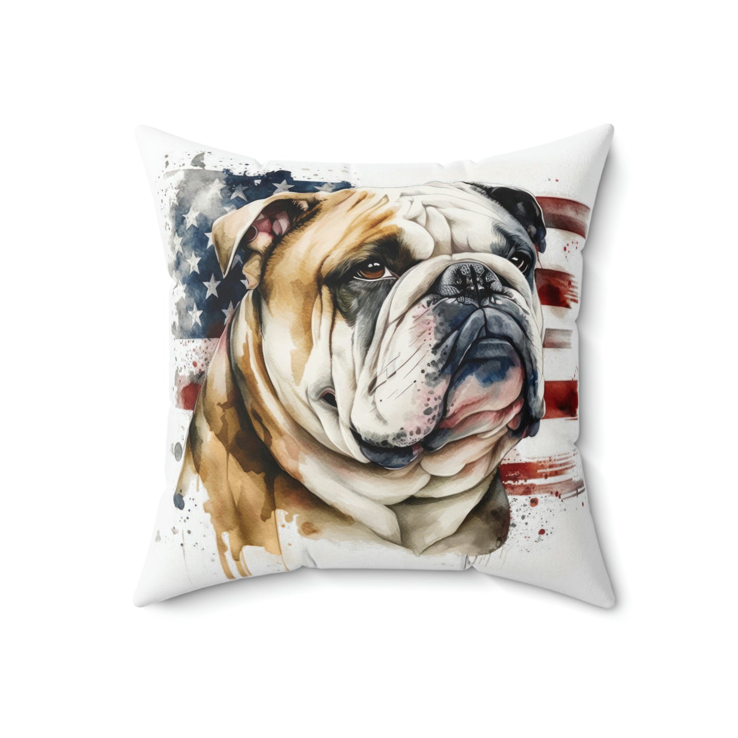 English Bulldog (Patriotic) Square Pillow