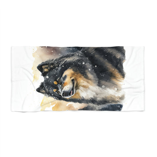 Finnish Lapphund - Snowy #3 - Beach Towel