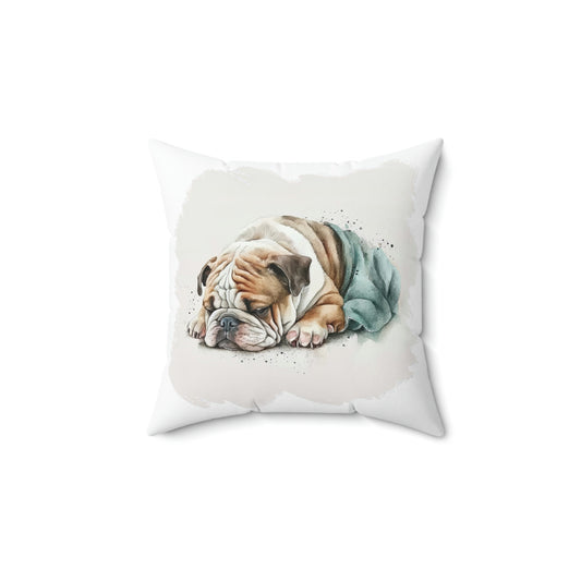 English Bulldog (Sleeping) Square Pillow