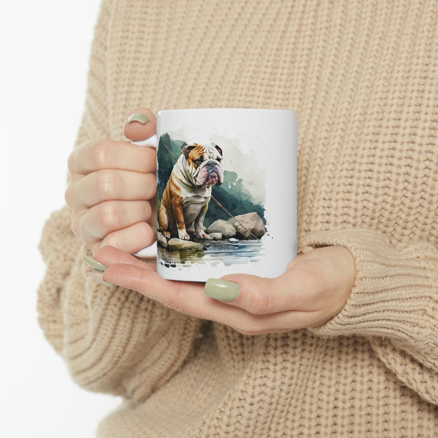 English Bulldog (Fishing) Ceramic Mug