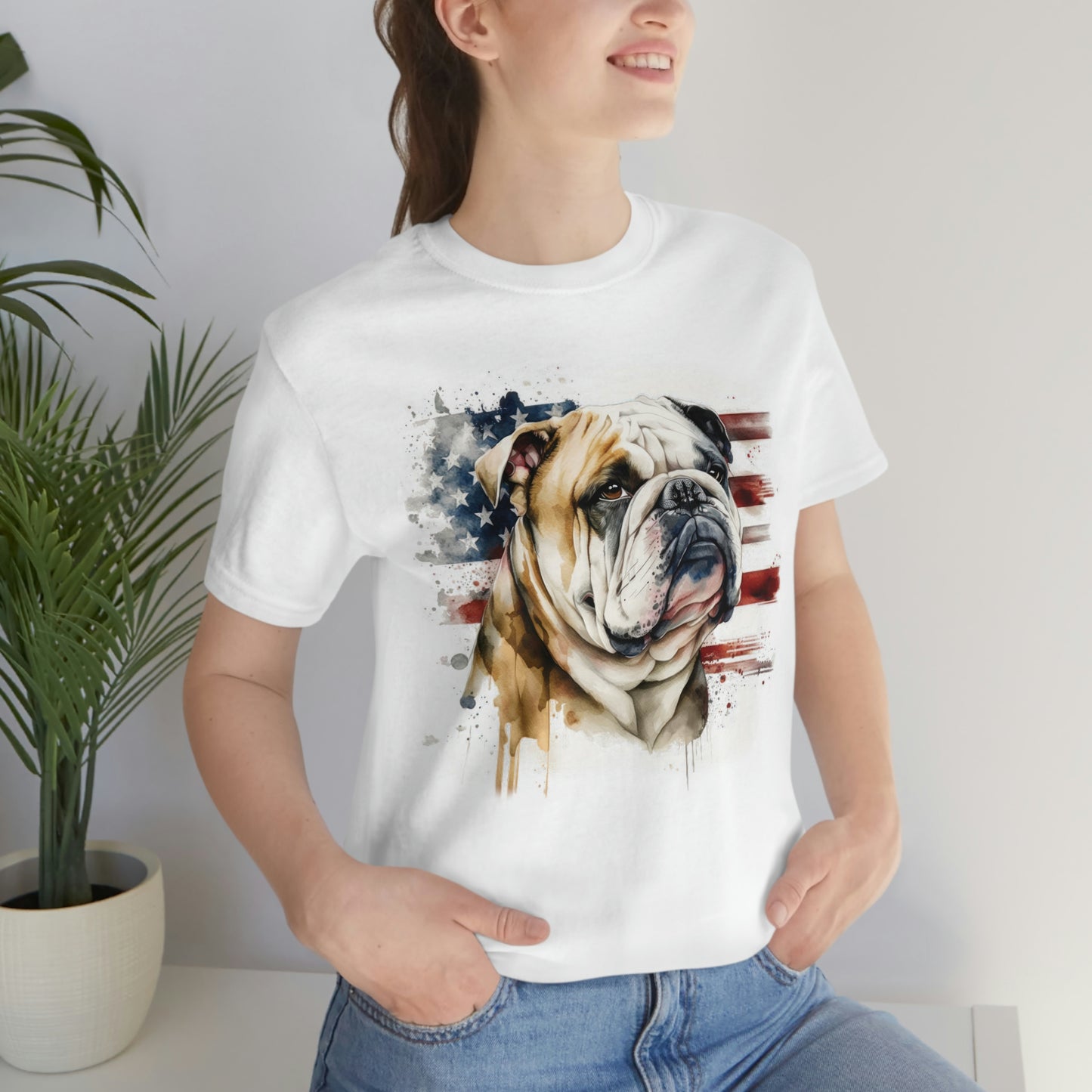 English Bulldog (Patriotic) Unisex Short Sleeve Tee