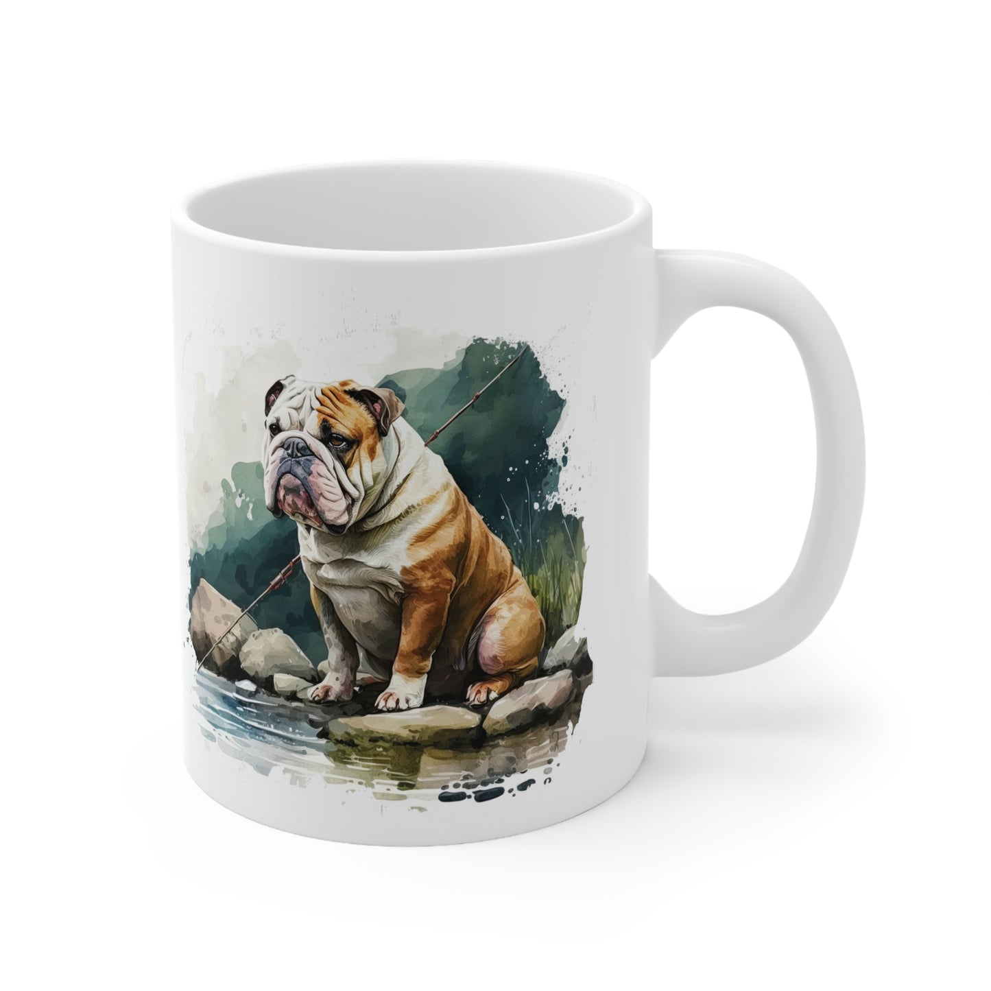 English Bulldog (Fishing) Ceramic Mug