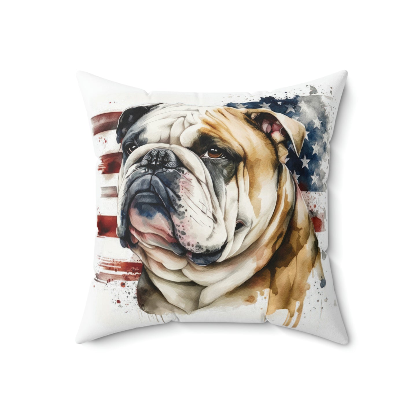 English Bulldog (Patriotic) Square Pillow