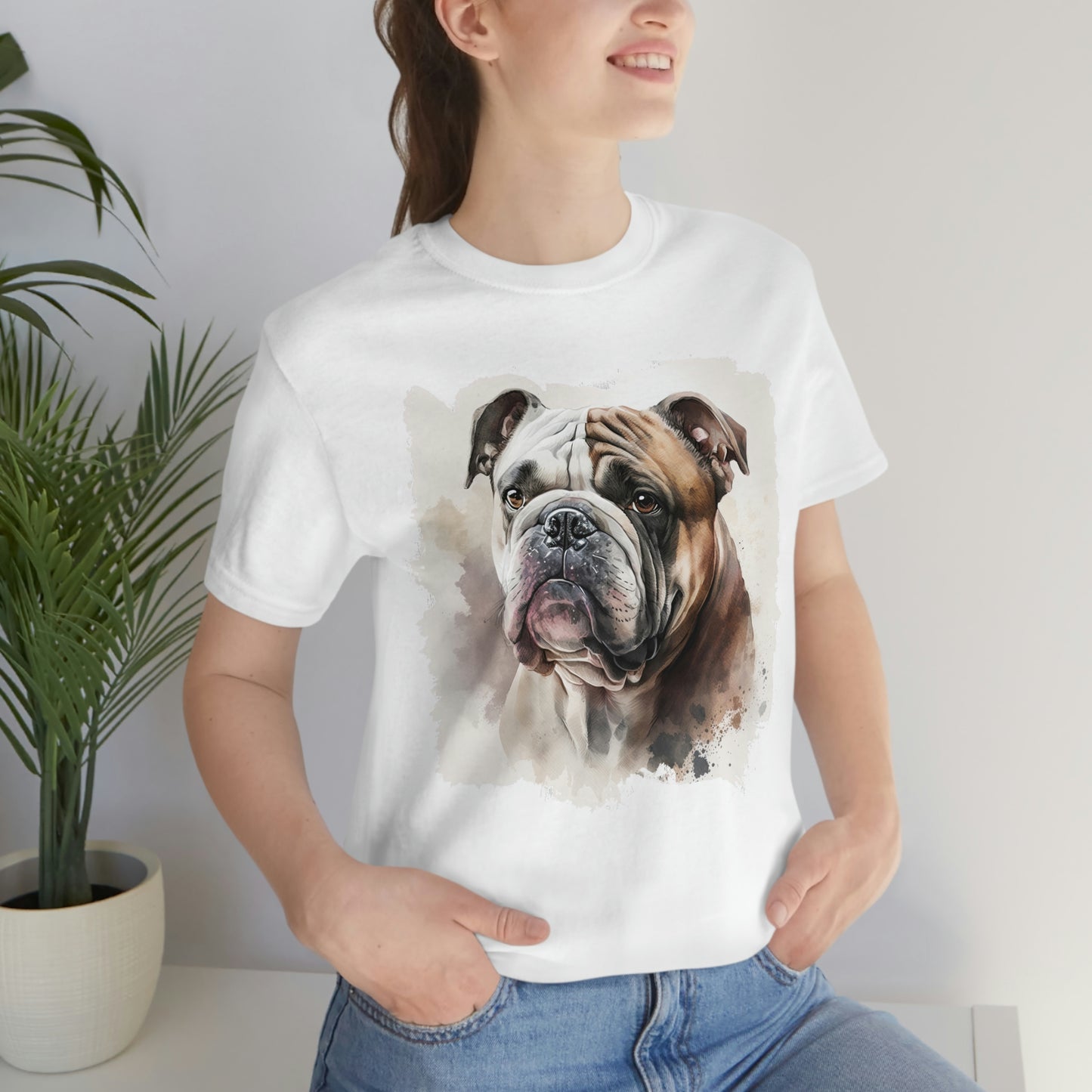 English Bulldog (Portrait) Unisex Short Sleeve Tee