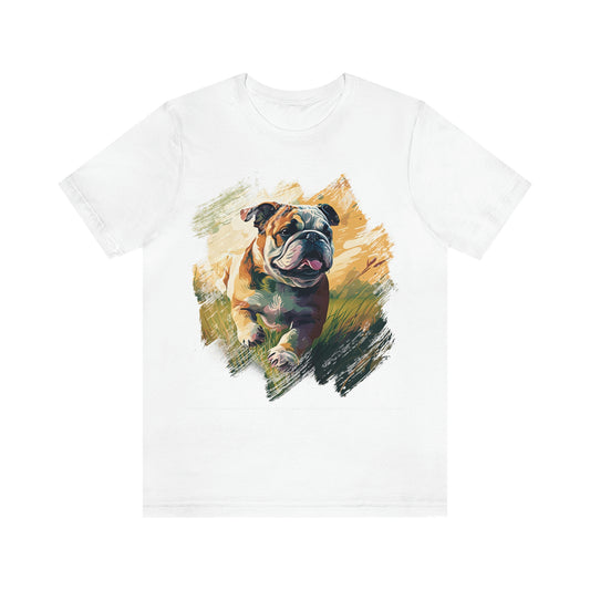 English Bulldog (Running) Unisex Short Sleeve Tee