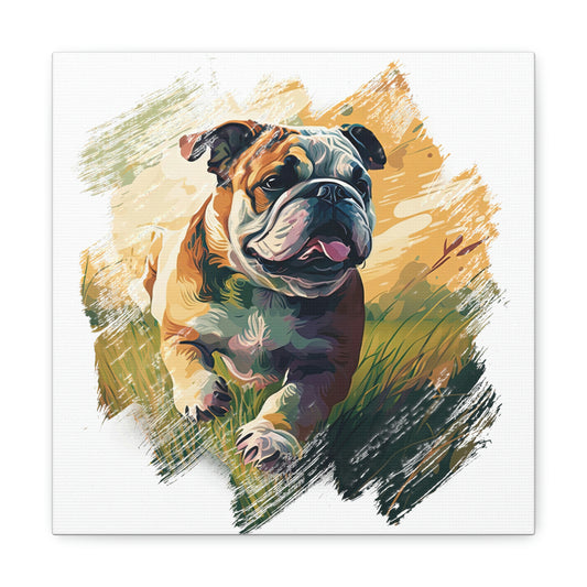 English Bulldog (Running) Canvas Gallery Wrap